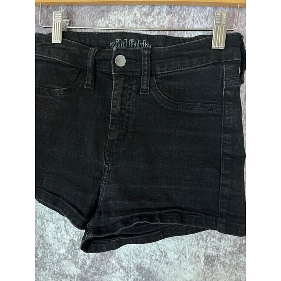 Wild Fable Shorts Women's 4/27 Black High Rise Jean Denim Cuffed School Beach - Picture 2 of 9